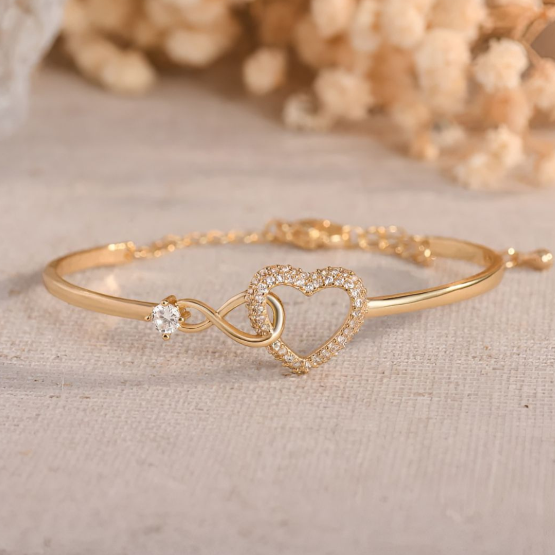 Guld & Hvidguld Hjerte Armbånd – Elegant Minimalisme