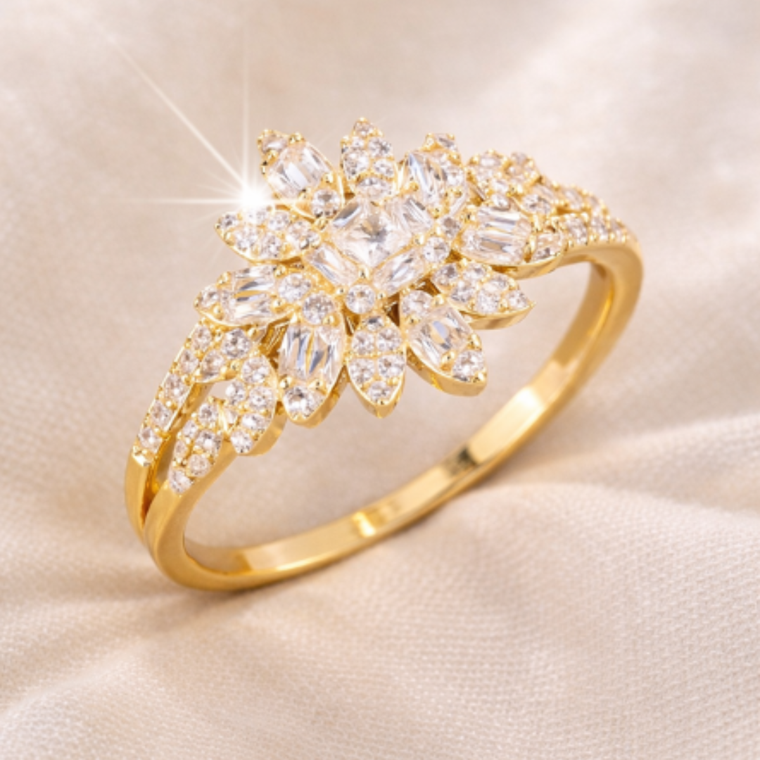 Elegant krone-stil ring med raffineret glans