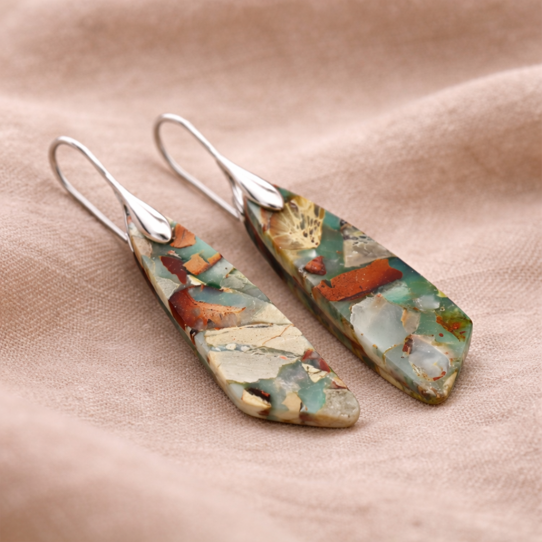 Sølv Øreringe med Natursten – Organisk Elegance