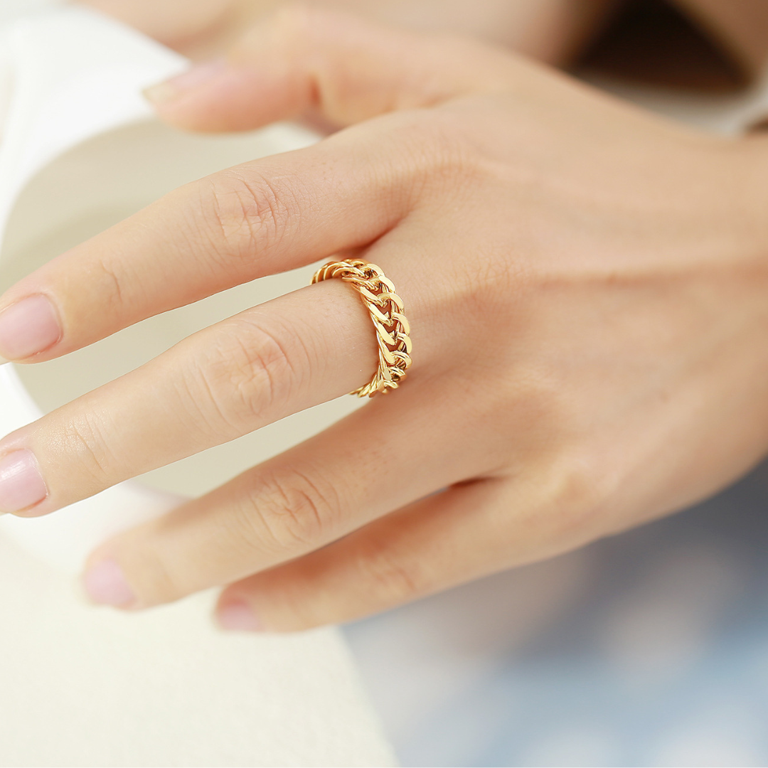 Chunky Cuban Chain Ring i Rustfrit Stål – 18K Guldbelagt eller Sølvfinish