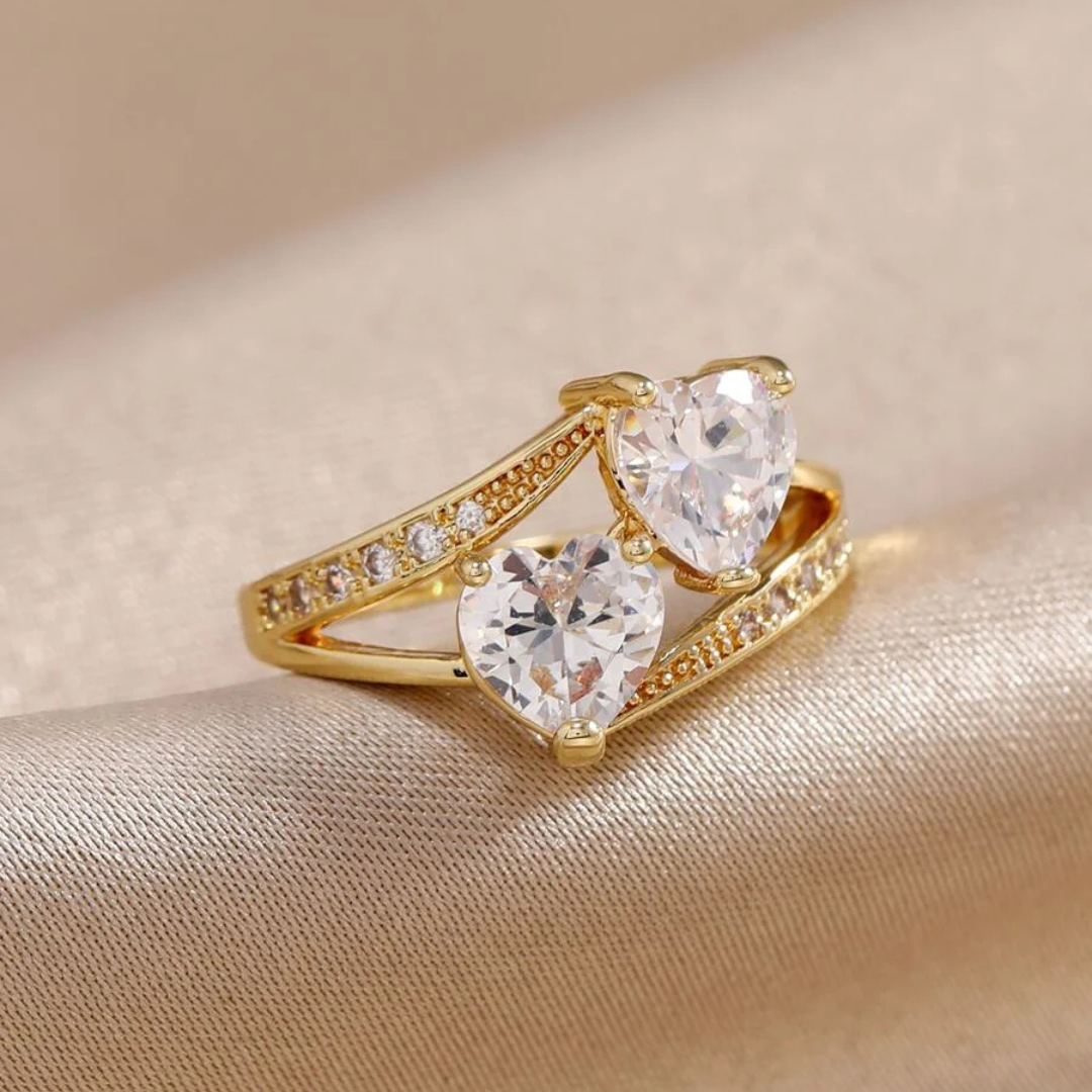 Guld Toi et Moi Ring med Pæreformede Sten