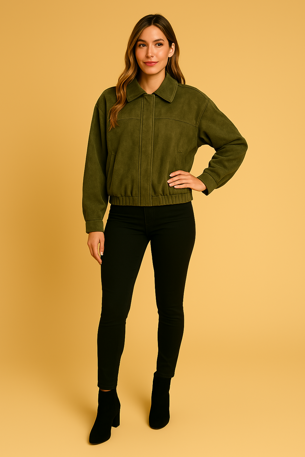 Quintine™ – Luksuriøs Semsket Bomberjakke for en Tidløs Stil