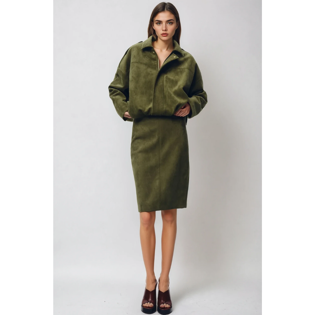 Quintine™ – Luksuriøs Semsket Bomberjakke for en Tidløs Stil