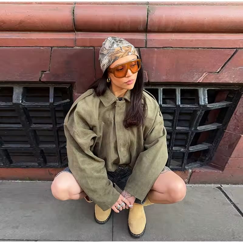 Quintine™ – Luksuriøs Semsket Bomberjakke for en Tidløs Stil