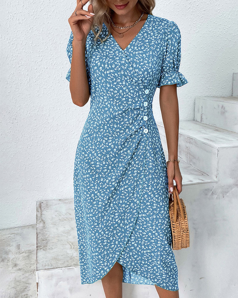 Charlene™ | Fresh Bloom V-Hals Kjole