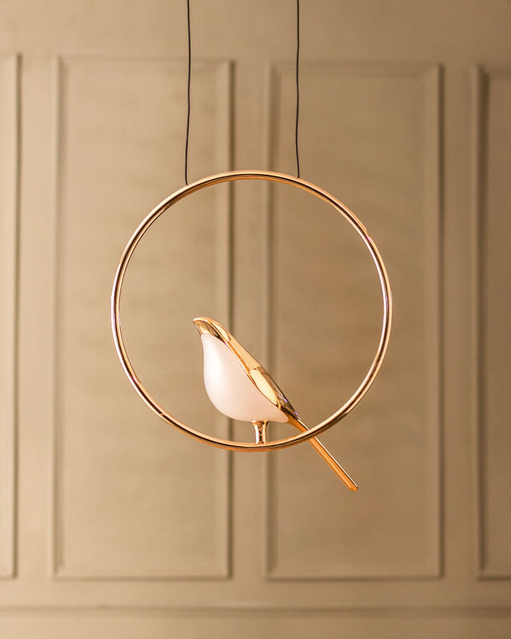 Elegant Guldfarvet LED Fuglependel