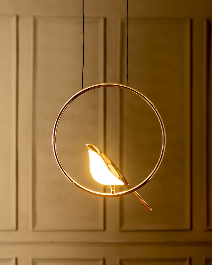 Elegant Guldfarvet LED Fuglependel