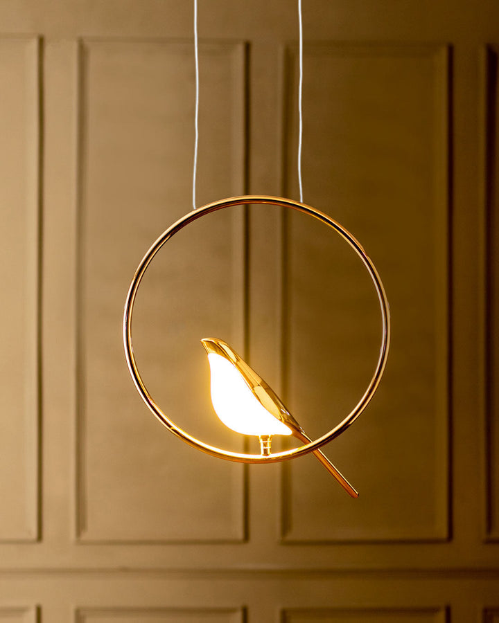 Elegant Guldfarvet LED Fuglependel