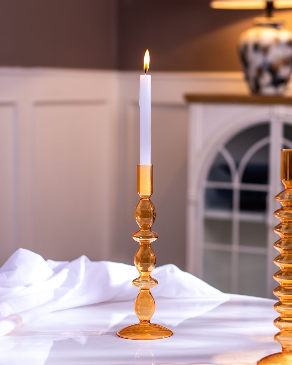 Elegant Orange Glas Tealight Holder