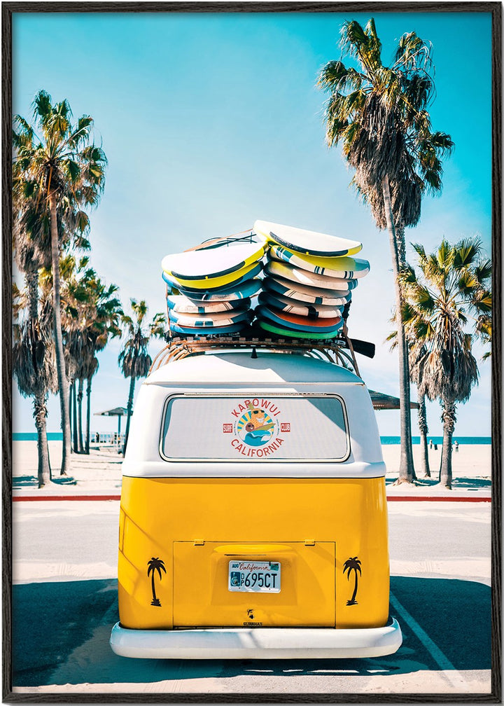 Surf Kunst Plakat i Blå Nuancer - Van Life Design
