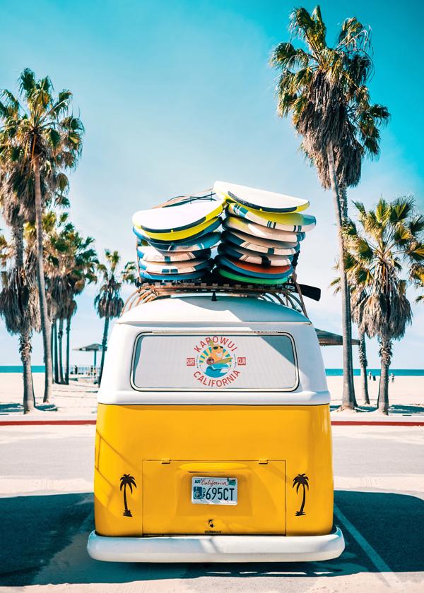 Surf Kunst Plakat i Blå Nuancer - Van Life Design