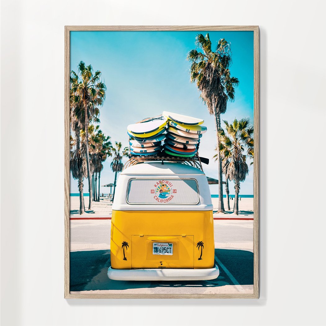 Surf Kunst Plakat i Blå Nuancer - Van Life Design