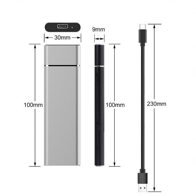 8TB Bærbar Ekstern SSD med USB 3.1