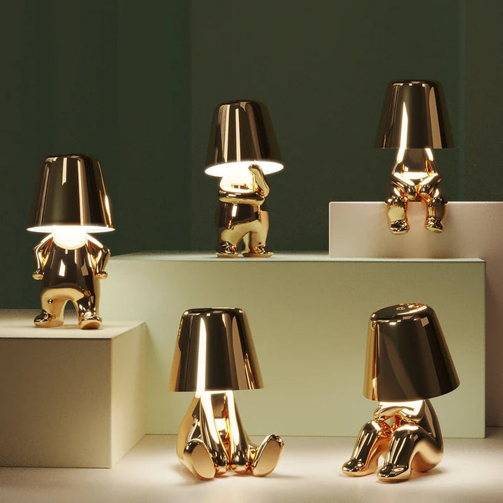 Guld Tænker Mand Bordlampe med Touchkontrol