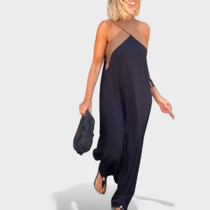 Sue™ | Elegant Cross-Neck Maxi Kjole