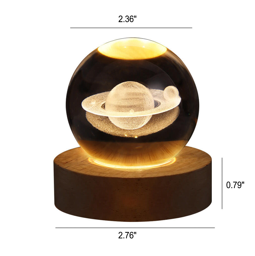 Moderne Krystal USB LED Bordlampe med Træbase