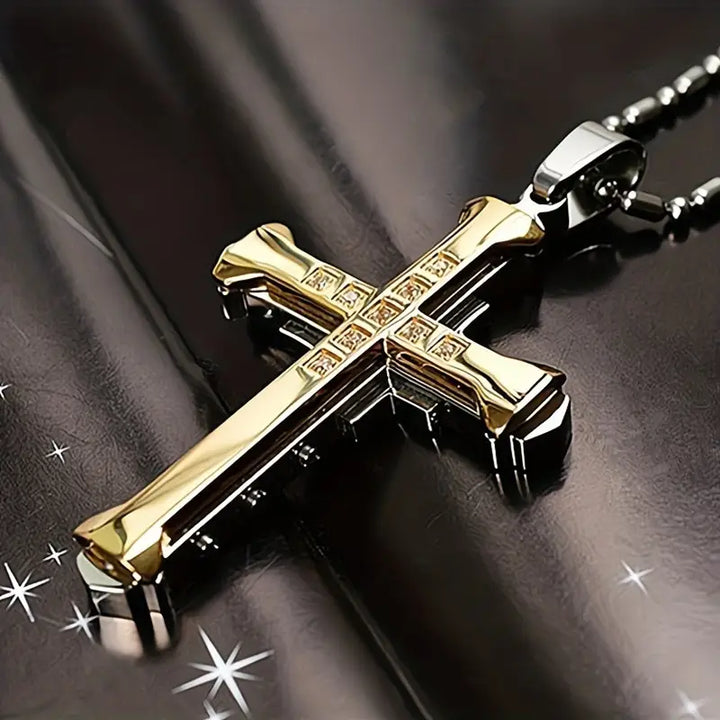 Halskæde med Rhinestone Korsvedhæng til Mænd