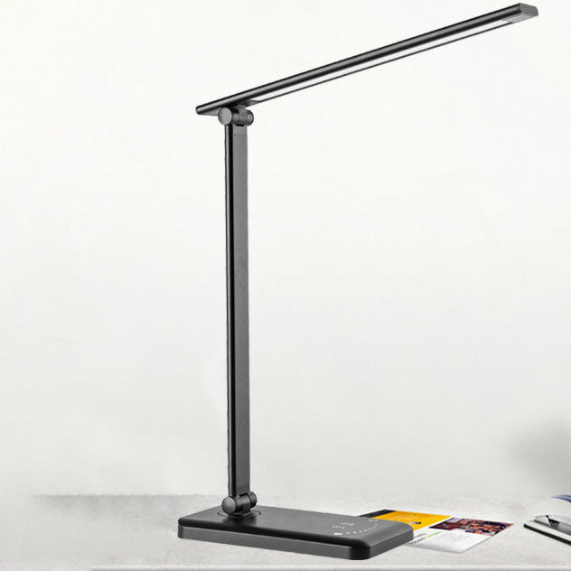Minimalistisk Sammenklappelig USB LED Skrivebordslampe i Sølv og Sort med Justerbar Lysstyrke