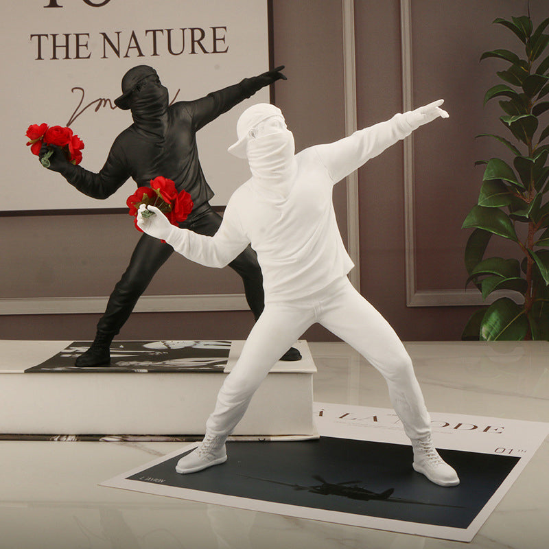 Resin Blomster Ornament med Banksy-inspireret Design