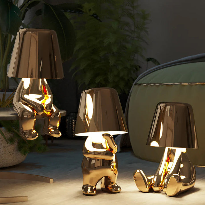 Guld Tænker Mand Bordlampe med Touchkontrol