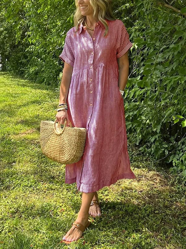 Corinne™ | Stribet Skjorte med Knapper