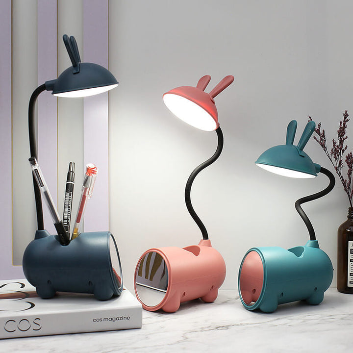 LED Skrivebordslampe med Penneholder og Justerbart Arm