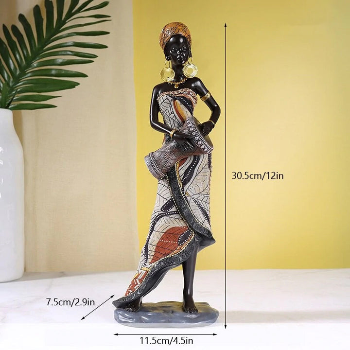 Håndmalet Skulptur af Afrikanske Kvindelige Musikere