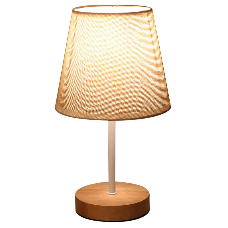 Moderne Træ- og Tekstil Bordlampe med Integreret LED