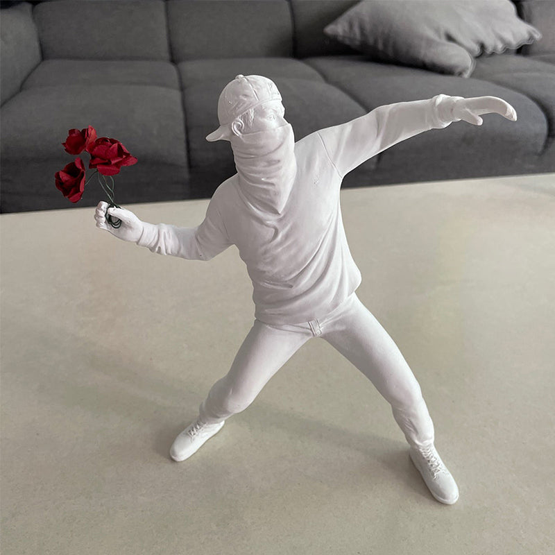 Resin Blomster Ornament med Banksy-inspireret Design