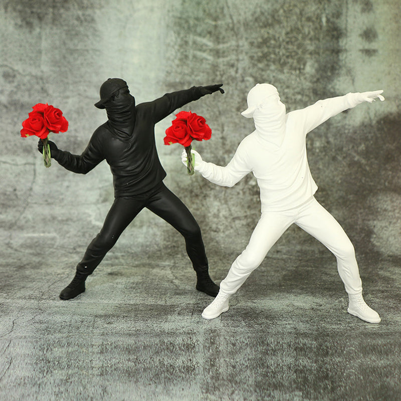 Resin Blomster Ornament med Banksy-inspireret Design