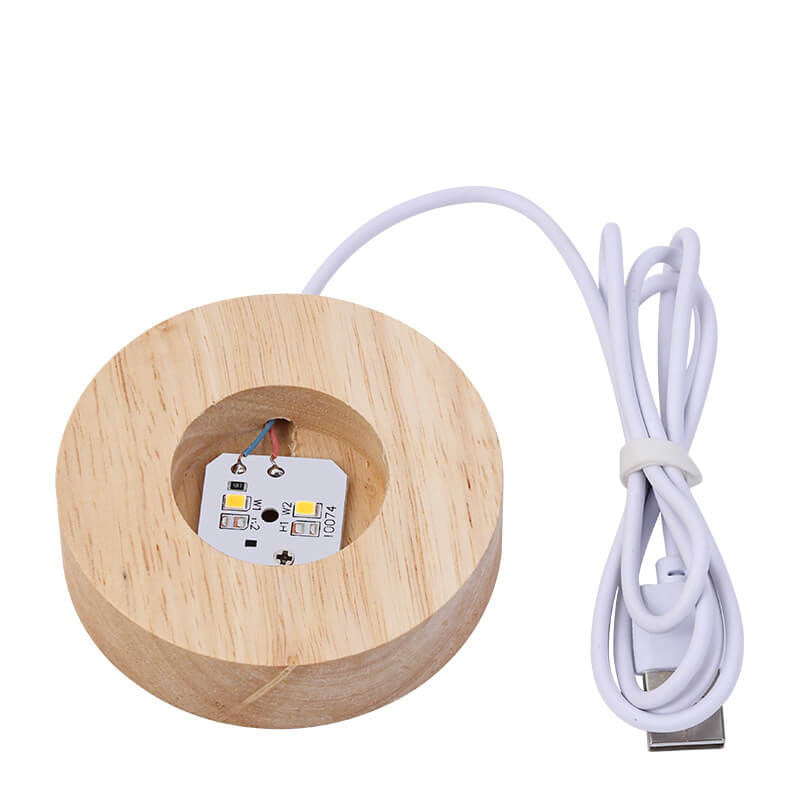Moderne Krystal USB LED Bordlampe med Træbase