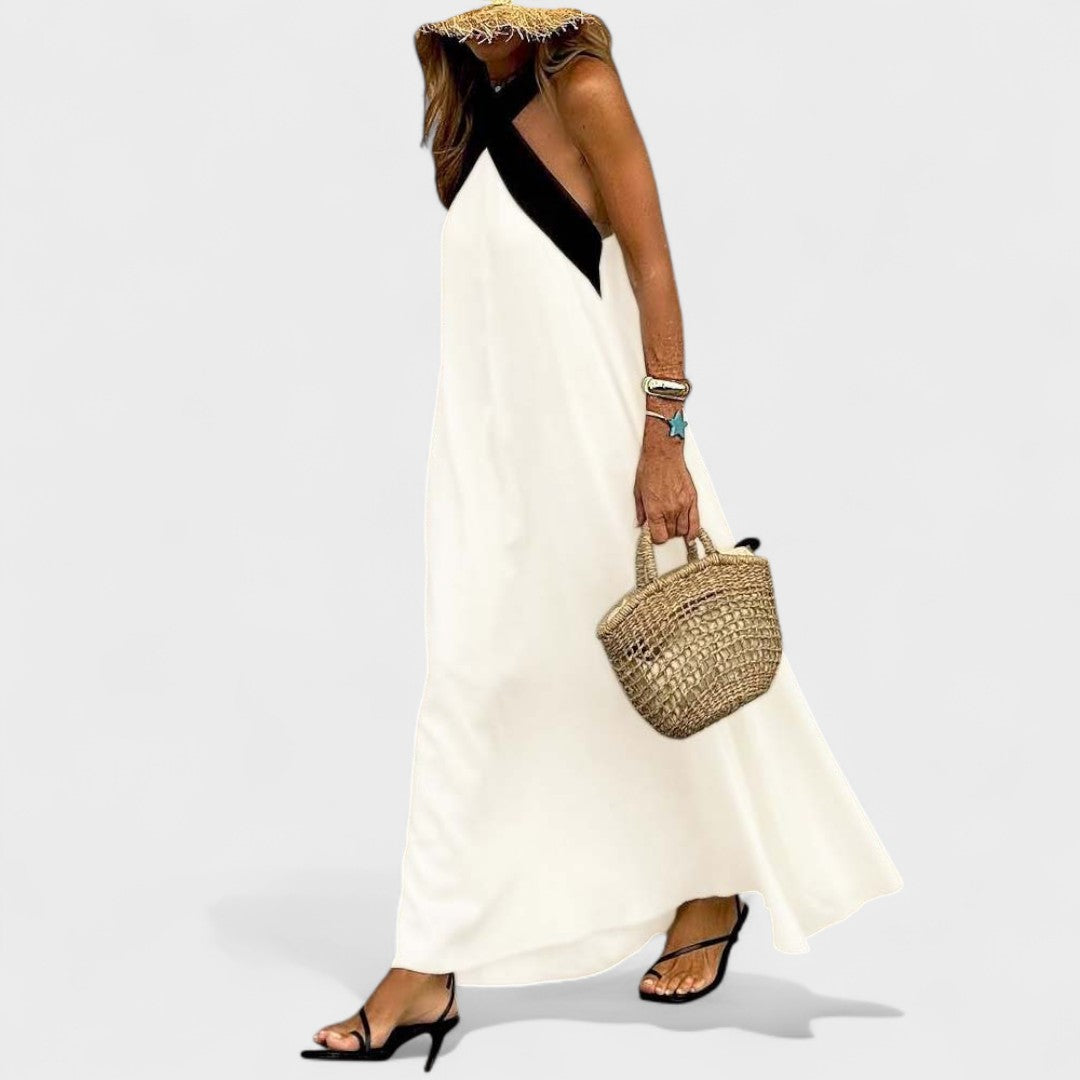 Sue™ | Elegant Cross-Neck Maxi Kjole