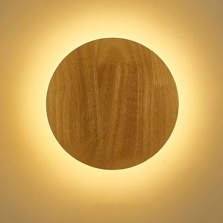 Minimalistisk Træ LED Væglampe i Rund og Oval Form