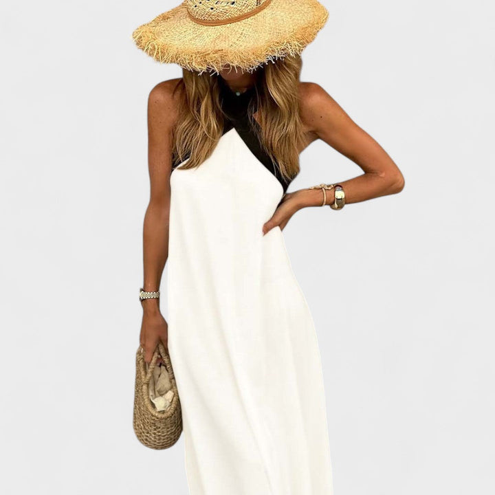 Sue™ | Elegant Cross-Neck Maxi Kjole