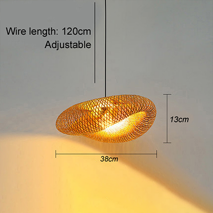 Bambus LED Loftlampe med Håndlavet Vævning