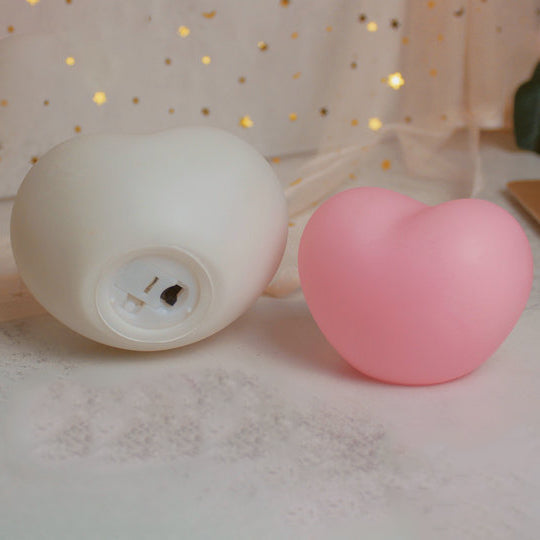 Hjerteformet Silikone LED Natlampe i Hvid og Rosa