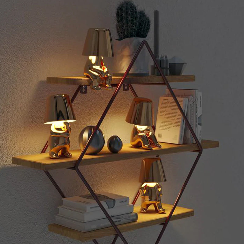 Guld Tænker Mand Bordlampe med Touchkontrol
