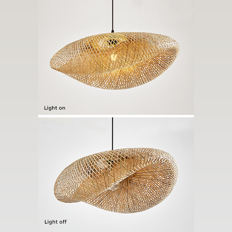 Bambus LED Loftlampe med Håndlavet Vævning