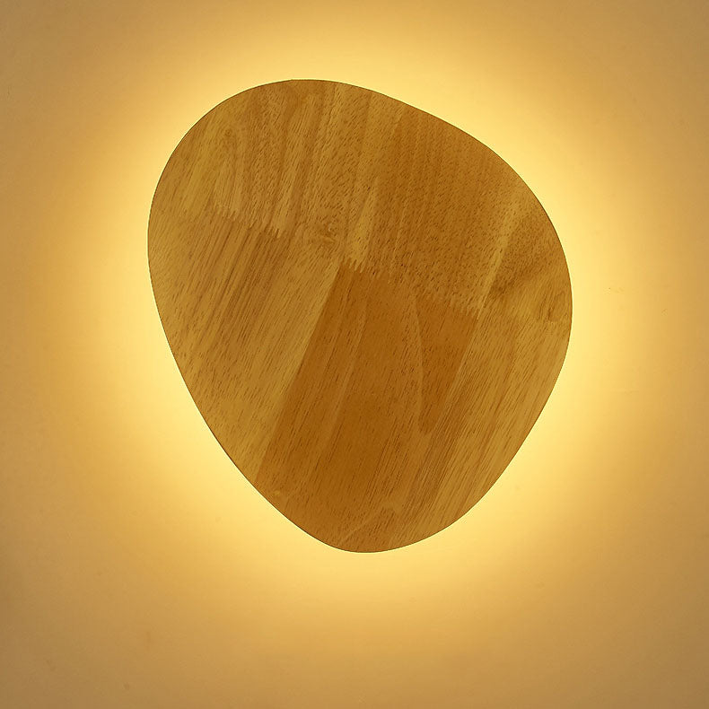 Minimalistisk Træ LED Væglampe i Rund og Oval Form