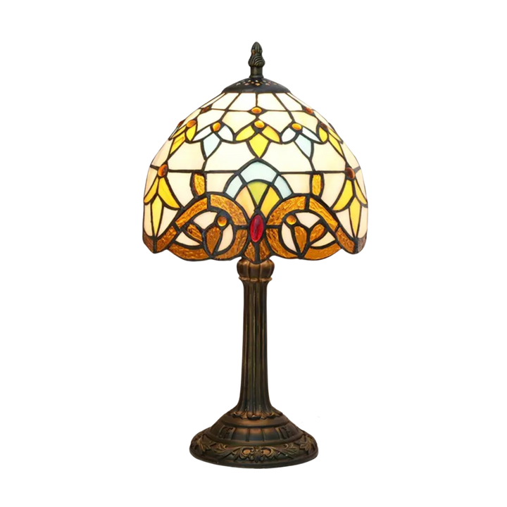 Tiffany-stil Bordlampe med LED Lys i Farvet Glas