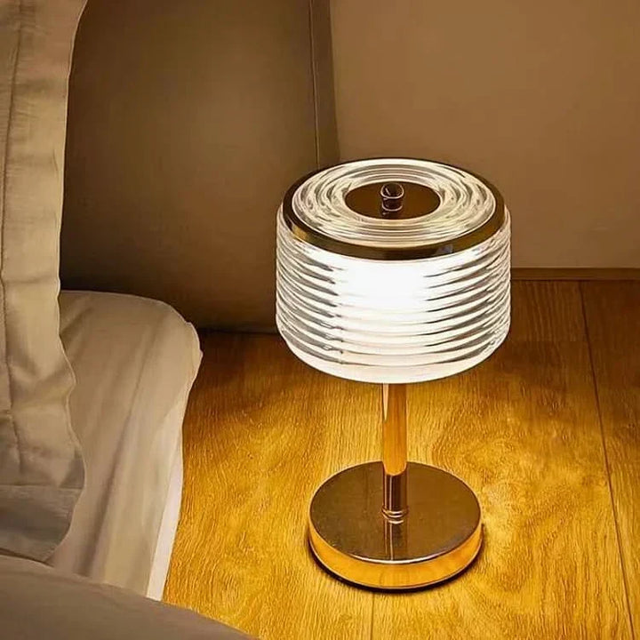 Guld LED Bordlampe med Justerbar Ringformet Skærm