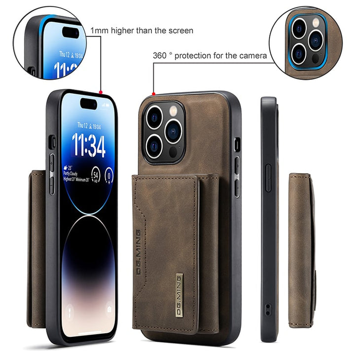 Magnetisk 2-i-1 iPhone Cover med Aftagelig Læderpung