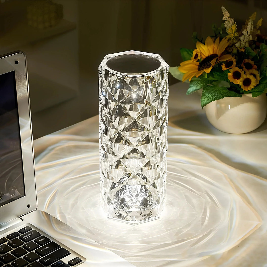 Krystal Touch Bordlampe med 16 Farver og USB-C Genopladning