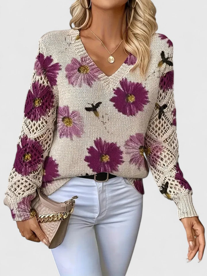 Mae™ | Elegant Sweater med Blomster Mønster