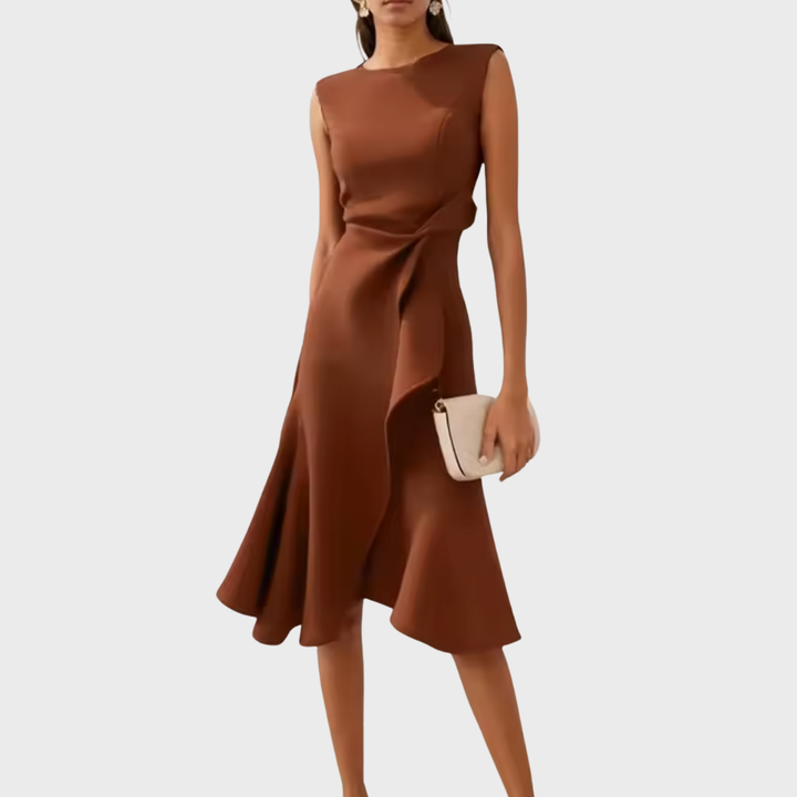 Sheila™ | Draperet Asymmetrisk Midi Kjole