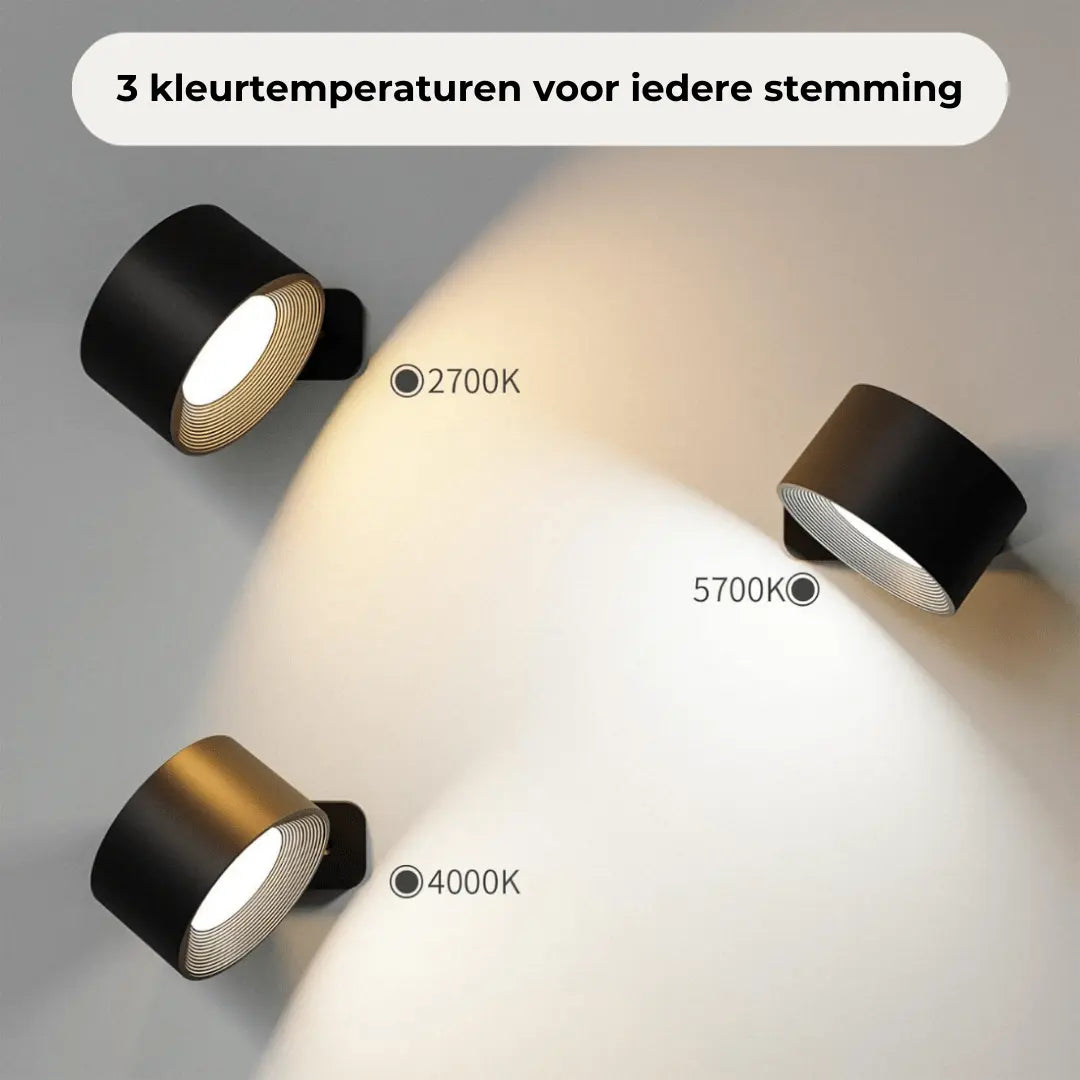 Genopladelig Trådløs Væglampe med 360° Svingfunktion