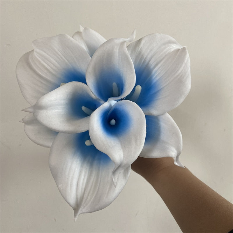 Marine Blå Real Touch Calla Liljer til Bryllupsbuketter og Dekoration