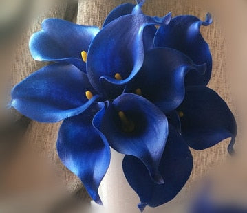 Marine Blå Real Touch Calla Liljer til Bryllupsbuketter og Dekoration