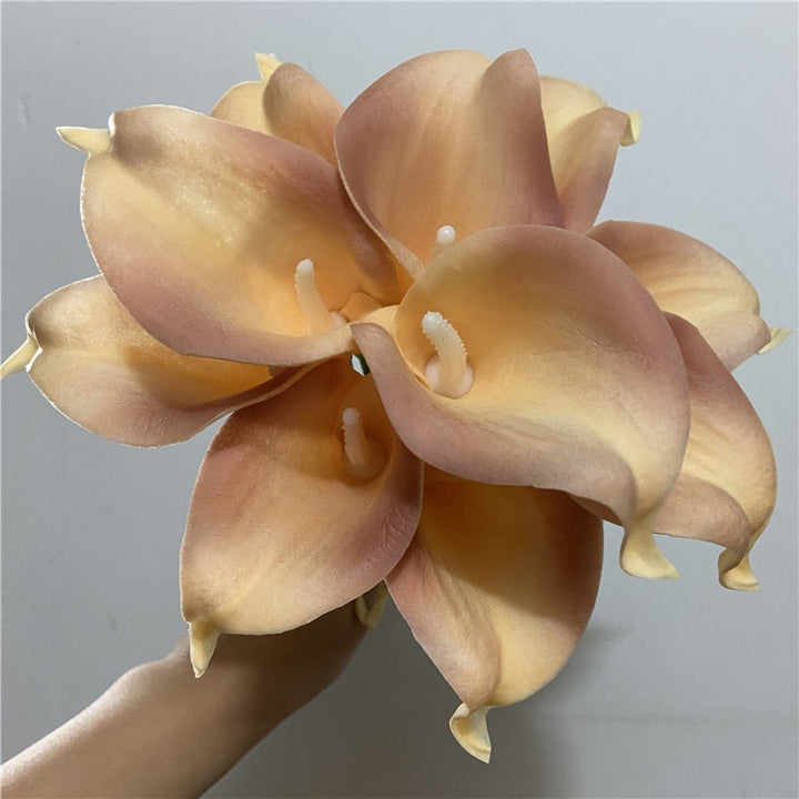 Marine Blå Real Touch Calla Liljer til Bryllupsbuketter og Dekoration