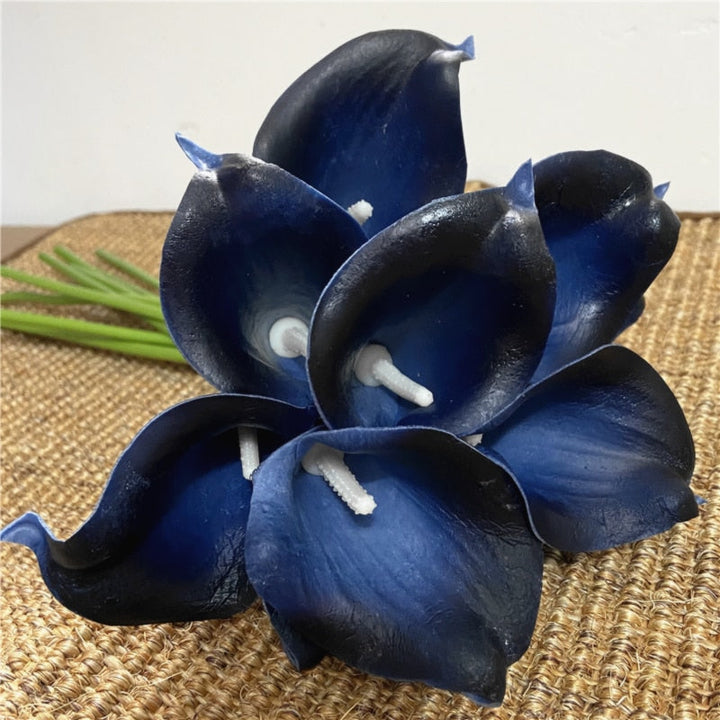 Marine Blå Real Touch Calla Liljer til Bryllupsbuketter og Dekoration